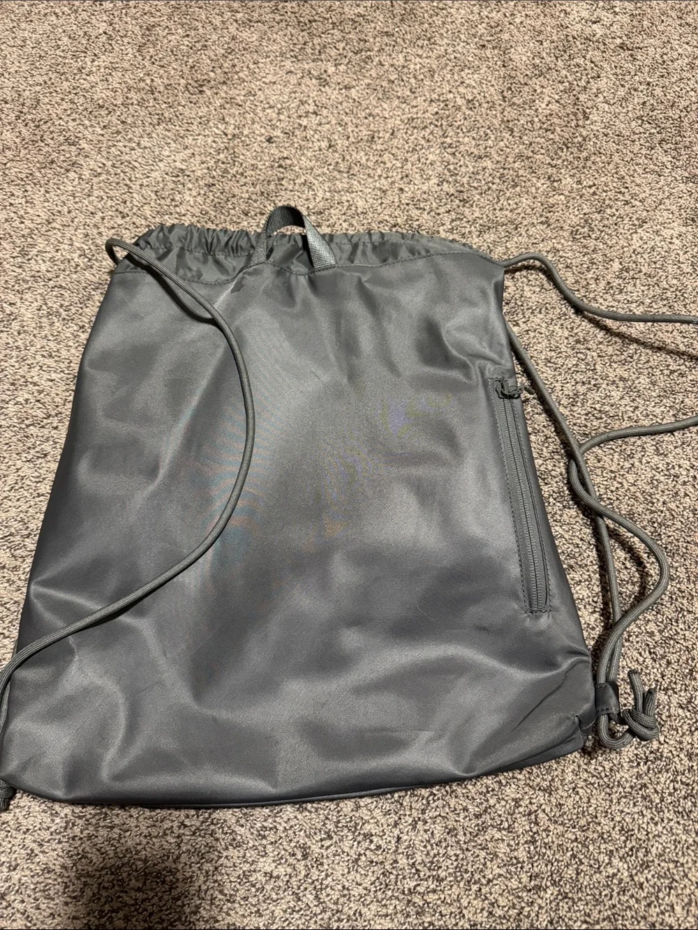 lululemon athletica Black Drawstring Backpack with Neon Yellow Logo